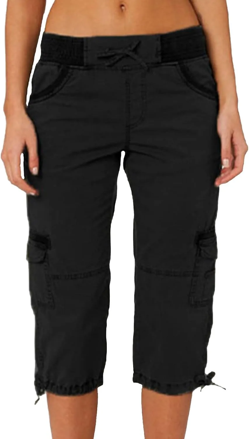 Women's Capri Sweatpants Jeans High Waisted Stretchy Elastic Skinny Cuffed Cropped Long Shorts Summer Denim Pants
