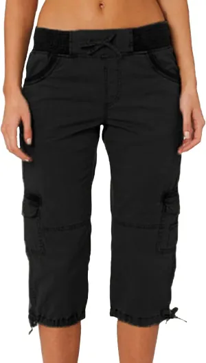 Women's Capri Sweatpants Jeans High Waisted Stretchy Elastic Skinny Cuffed Cropped Long Shorts Summer Denim Pants