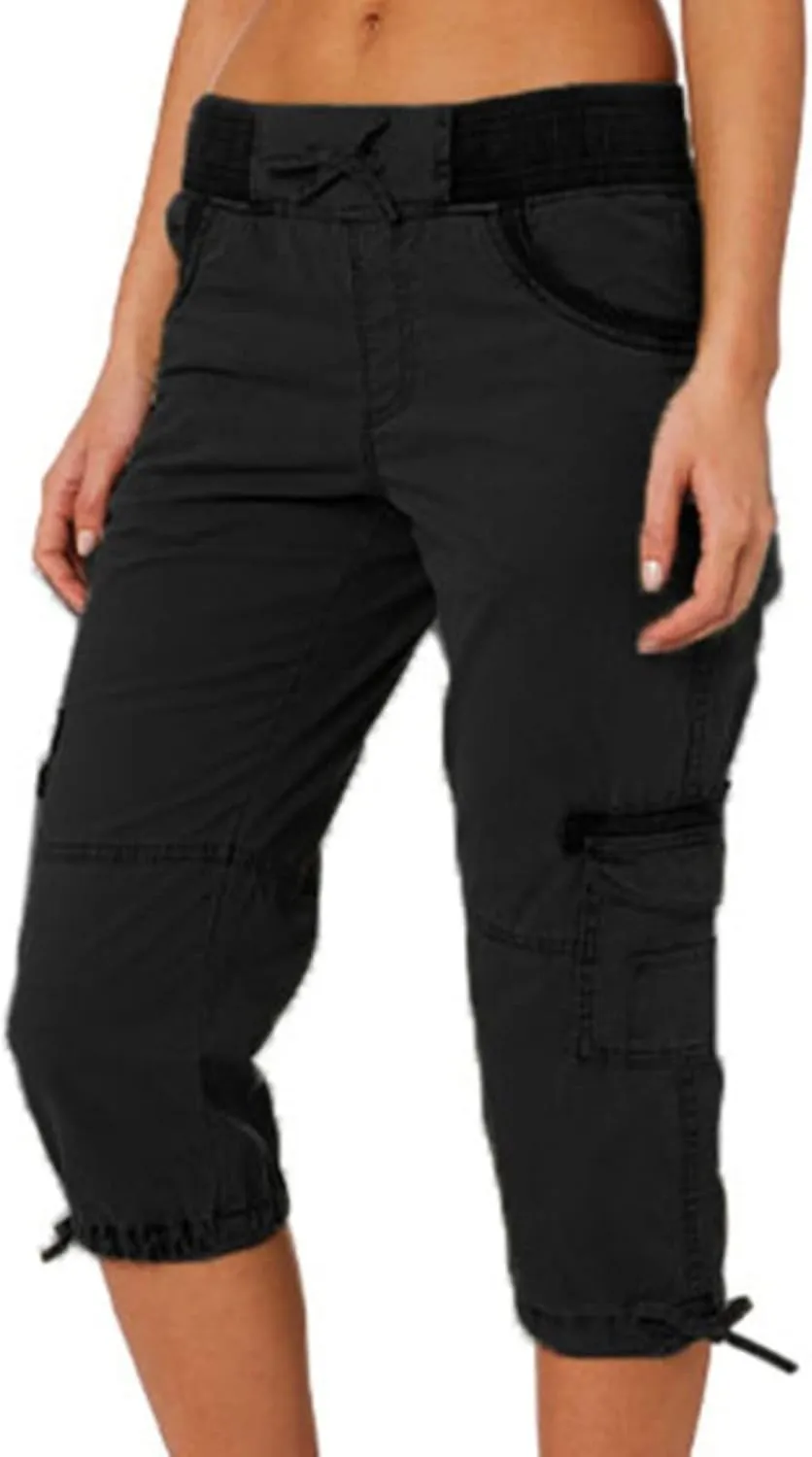 Women's Capri Sweatpants Jeans High Waisted Stretchy Elastic Skinny Cuffed Cropped Long Shorts Summer Denim Pants