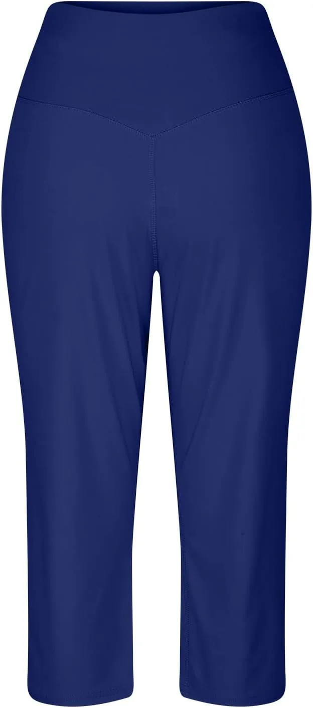 Women's High Waist Casual Wide Leg Loose Palazzo Regular Capris Pants 2025, S-3XL