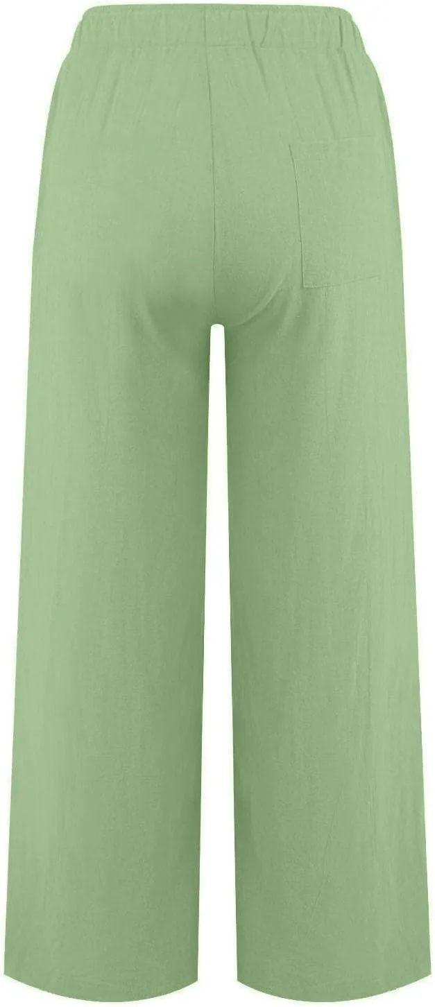 Women's High Waisted Palazzo Pants Belted Wide Leg Loose Long Trousers with Pockets, S-3XL