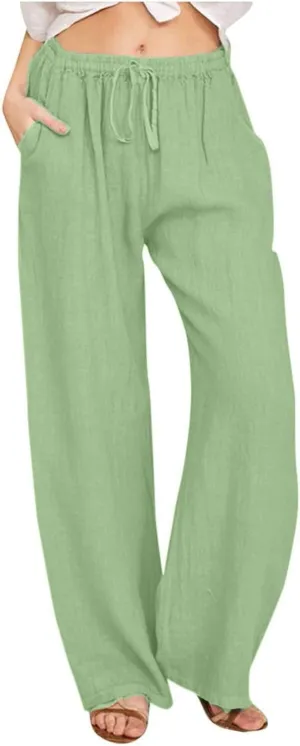 Women's High Waisted Palazzo Pants Belted Wide Leg Loose Long Trousers with Pockets, S-3XL