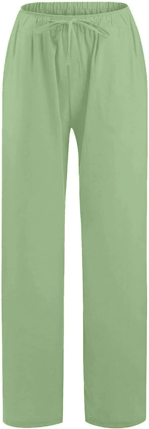 Women's High Waisted Palazzo Pants Belted Wide Leg Loose Long Trousers with Pockets, S-3XL