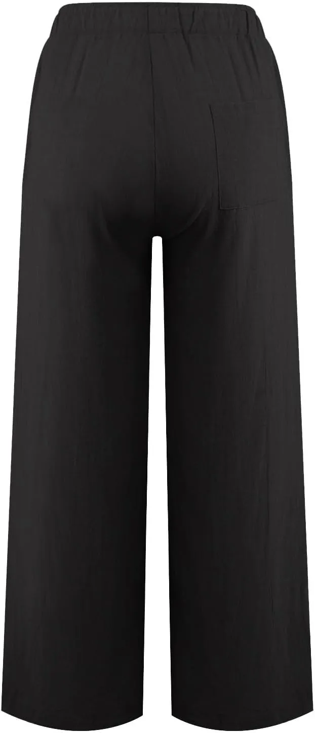 Women's High Waisted Palazzo Pants Belted Wide Leg Loose Long Trousers with Pockets, S-3XL