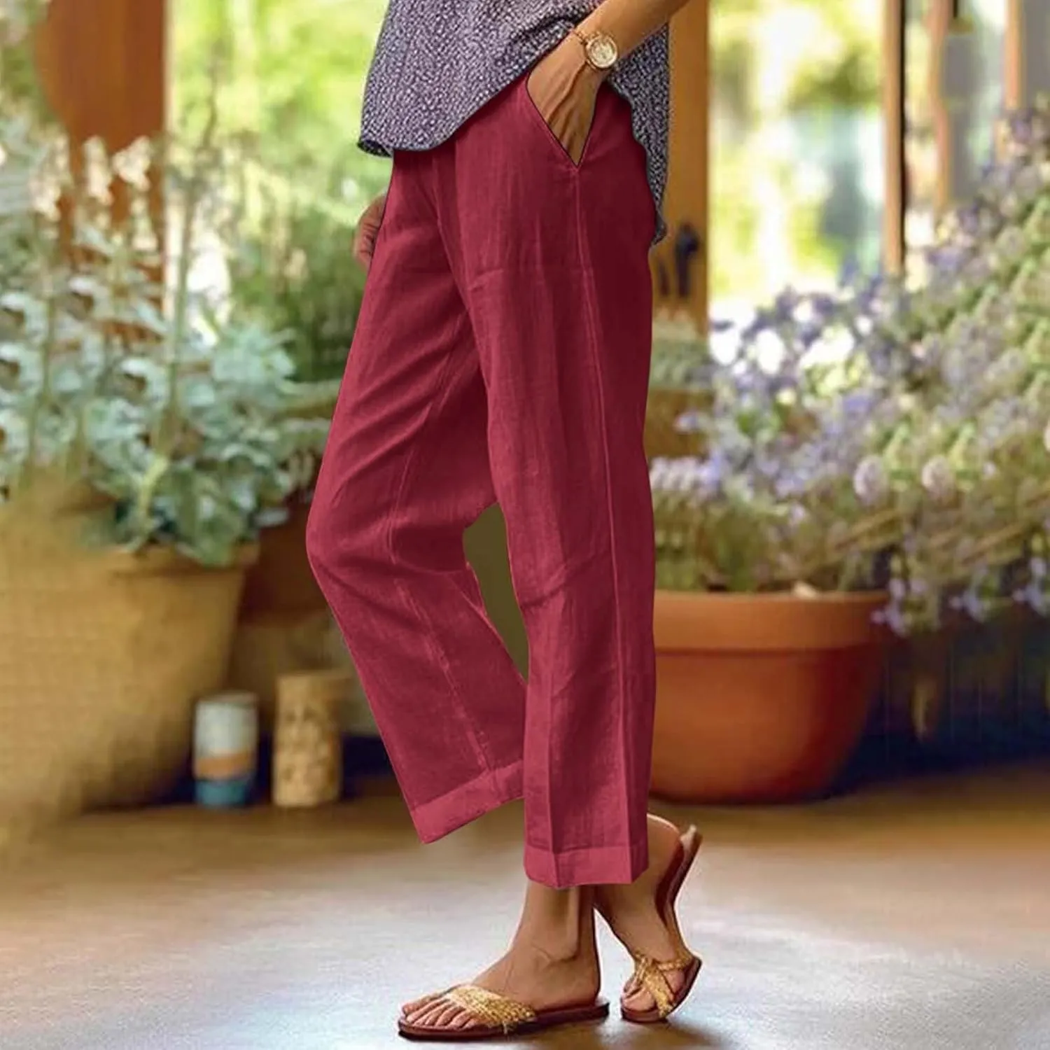 Women's Lounge 2025 Casual Wide Leg Fall Clothes Spring Resort Wear Pants with Pockets, S-5XL