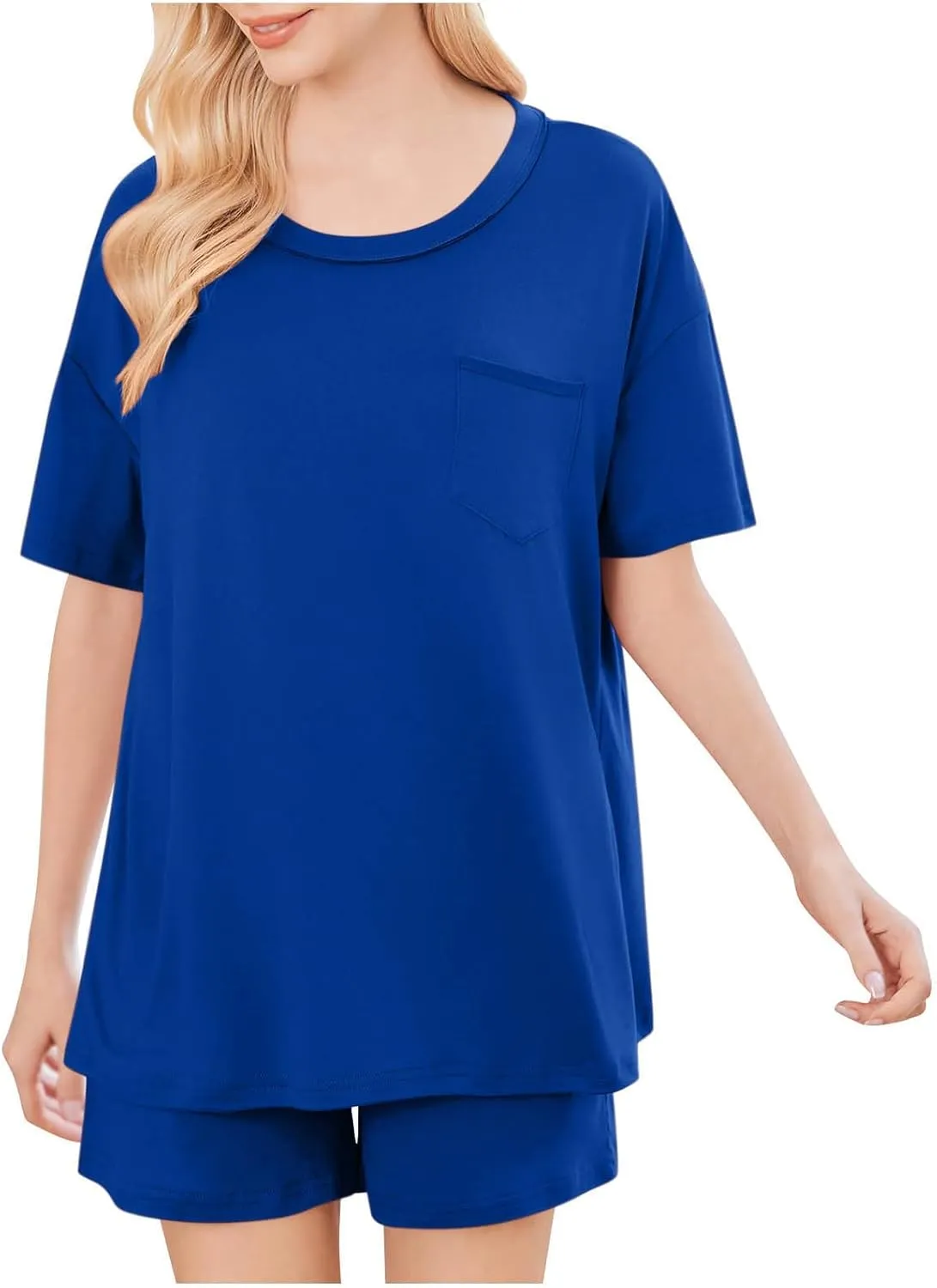 Womens Summer Outfits 2 Piece Short Sleeve Shirts with Shorts Matching Lounge Sets Casual Loungewear Pajamas