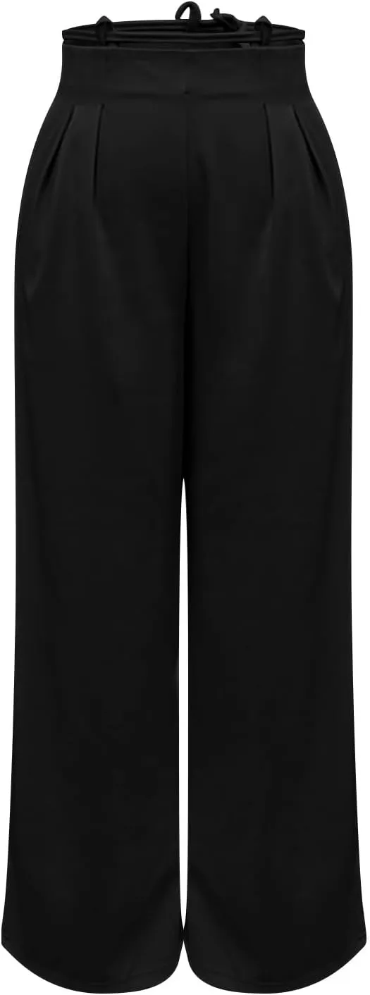 Work Pants Women High Waisted Stretch Wide Leg Dress Slacks Business Casual Suit Trousers Tummy Control Office Bottom