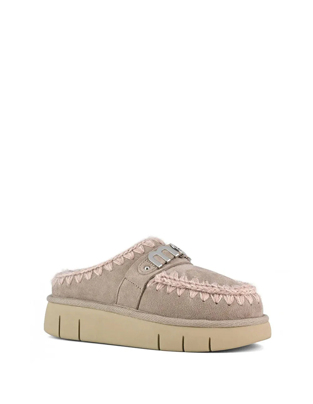 Zuecos  MOU Bounce Metal Logo Grises Mujer